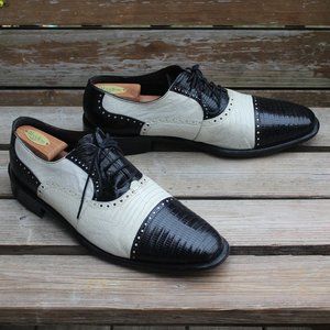 Black & White Genuine Lizard Spectator Cap Toe EUC